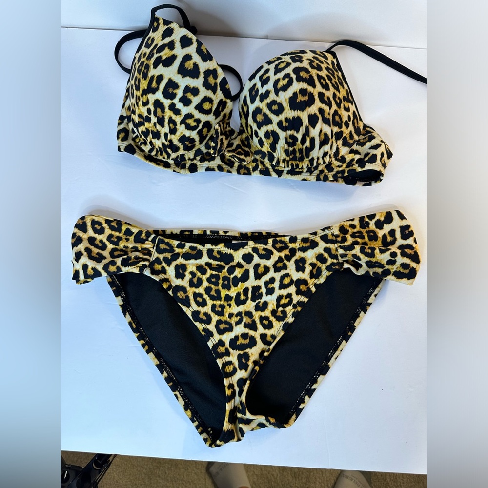 BONGO Leopard-Print Bikini Set in Yellow & Black